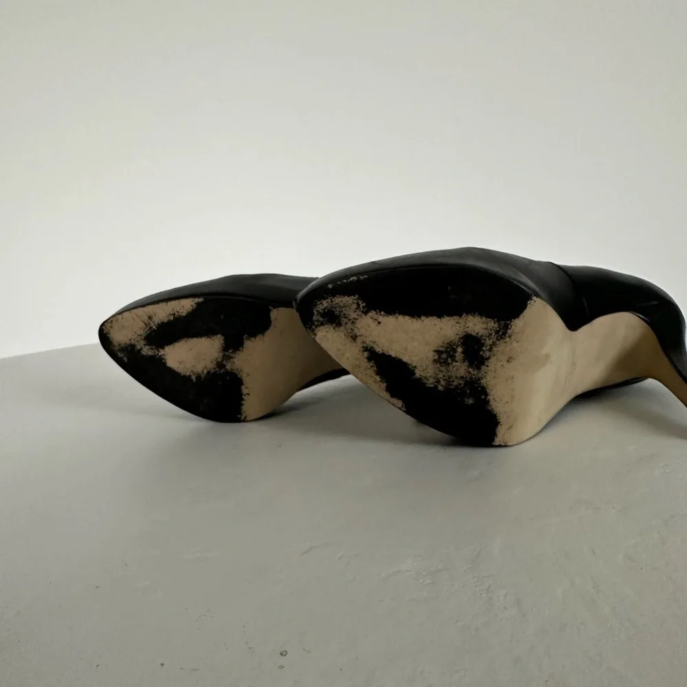 KG Kurt Geiger Hidden Platform Pump Heels in Black Leather | Size 7